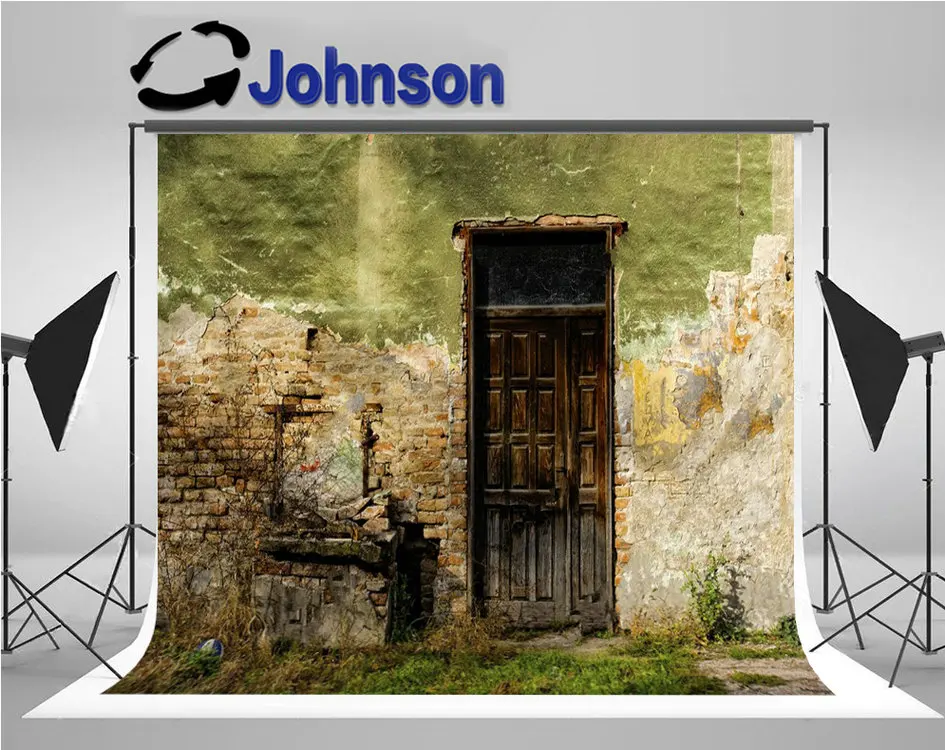 

Old Door Window Brick Building grass background High quality Computer print wall backdrops