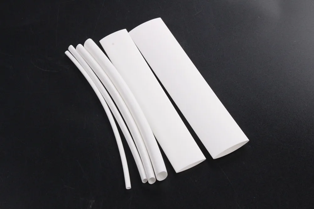 100pcs White Shrinkable Sleeving Tube Heat Shrink Tubing Polyolefin Ratio 2:1 Electrical Equipment Wrap Tube 6 Sizes With Box