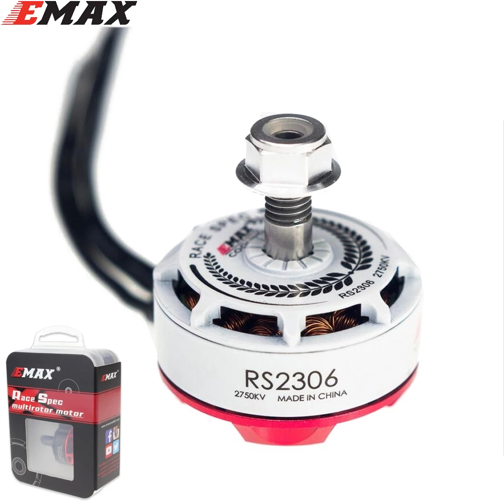 Emax มอเตอร์แปรงสำหรับคอปเตอร์สี่ใบพัดบังคับวิทยุ FPV รุ่น RS2306 2400KV /2750KV สีขาว