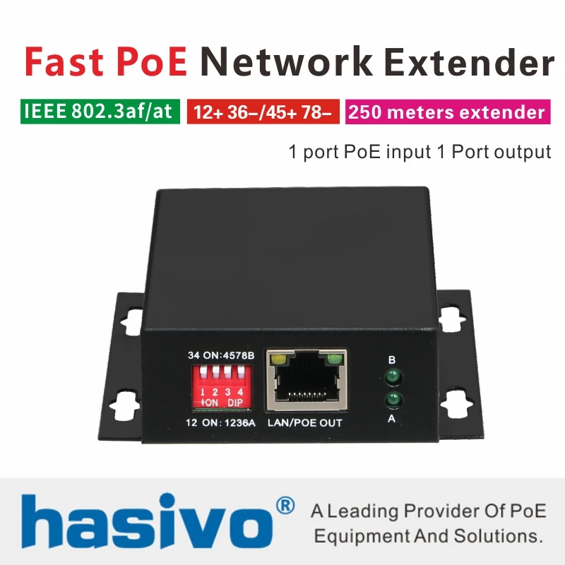 

PoE Network Ethernet Switch PoE Extender 250 meters PoE Network Extender with 1 port 10/100M PoE