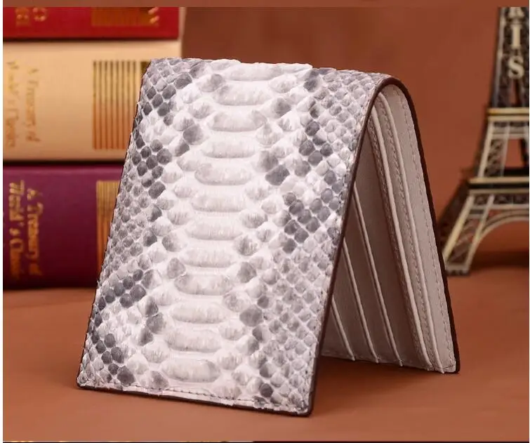 100% Genuine/Real python skin leather bifold wallets and purse Men/Women + Luxury quality men wallet beige black moeny case