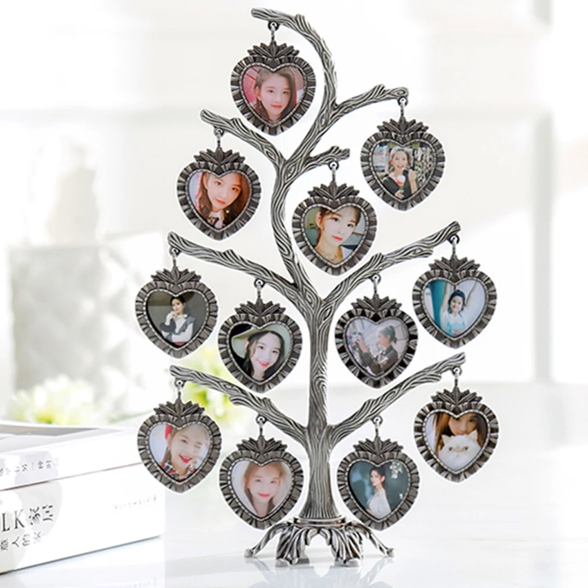 

Photo Tree Photo Frames Frame Combination Vintage Alloy PhotoTree Heart-shaped Antique Tin Metal Free Shipping Retro 12 Boxes