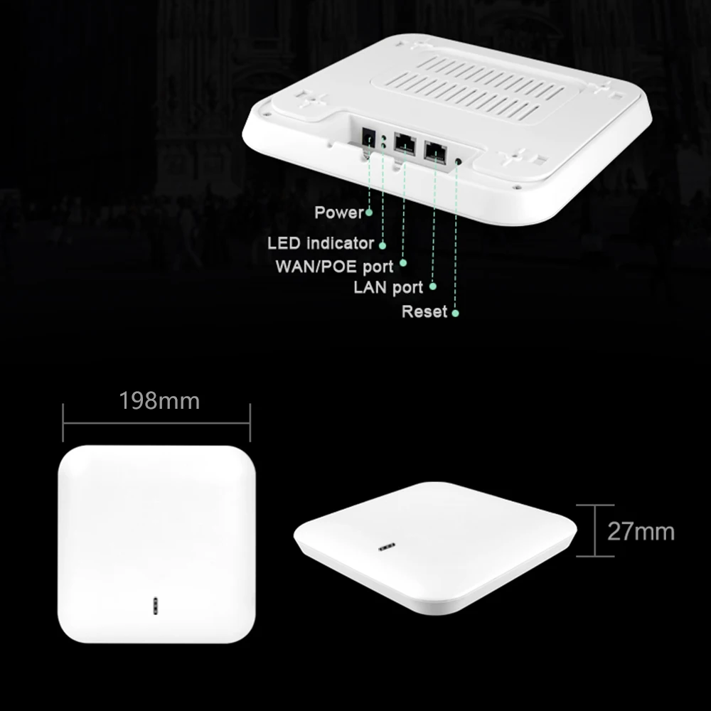 1200Mbps 802.11ac High Power 2,4G & 5,8G Decke Wireless Access Point WiFi Extender Aktive PoE Decke- montiert Wireless AP Router