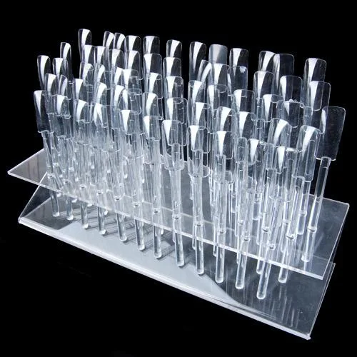 64 UV gel Nail Art Acrylic Tips Samples Sticks Nail Display Stand Rack Practice Tool Transparent for Lady nail DIY