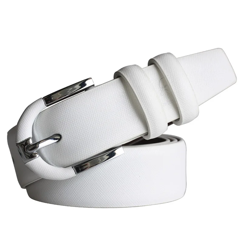 Promotion new arrival genuine leather belt women white with casual pin buckles designer belts men high quality free shipping