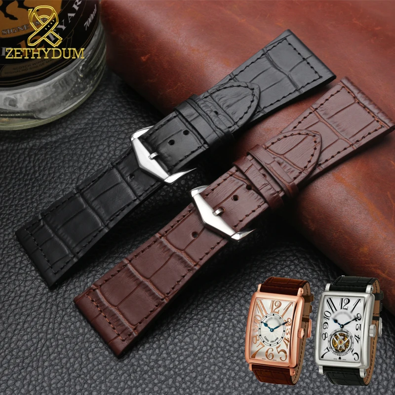 26mm 22mm 30mm Genuine leather bracelet for Franck Muller FM6000H watch strap wristwatches Accessories cowhide watch band