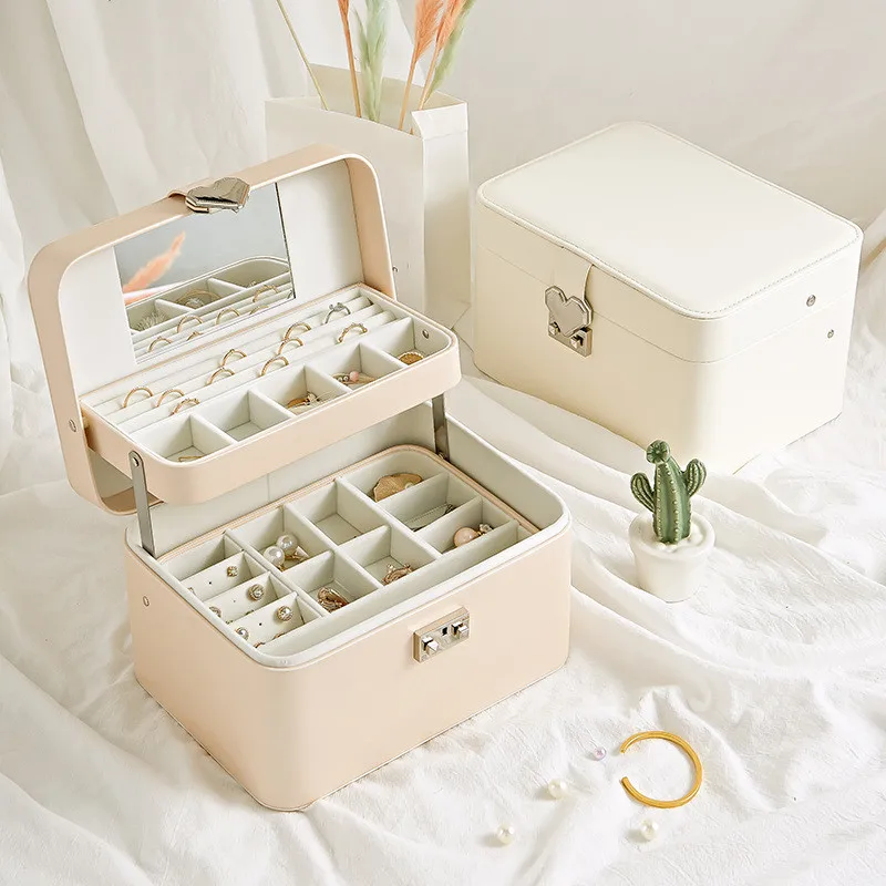 

Fashion Design Leather Jewelry Box Jewelry Case Jewelry Package Storage Large Space Jewelry Ring Necklace Bracelet Hot Selling