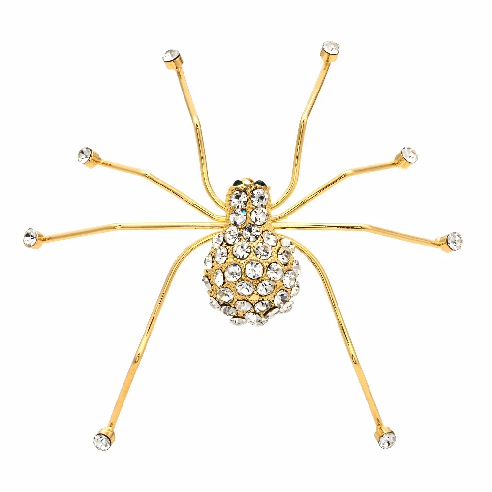 2018 Broches Jewelry Fashion Crystal Rhinestone Spider Brooch Pins Costume Insect Broche Vintage Large Brooches For Women Men