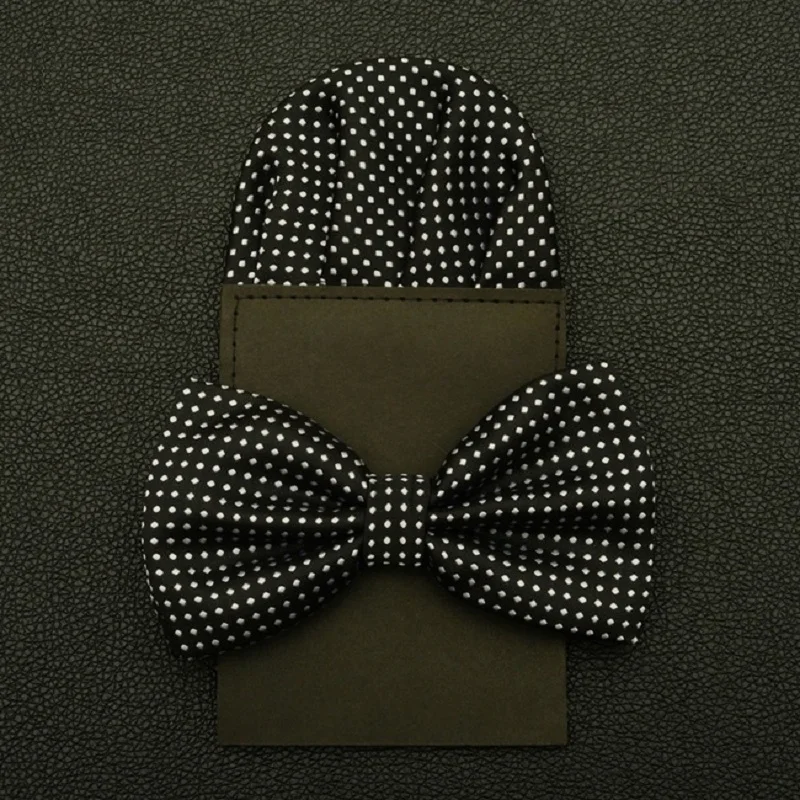 HOOYI 2019 Dot Bow Tie Set tovagliolo di Carta Bowtie Pretied Pocket piazza per Gli Uomini di Affari di Nozze Cravatta Fazzoletto