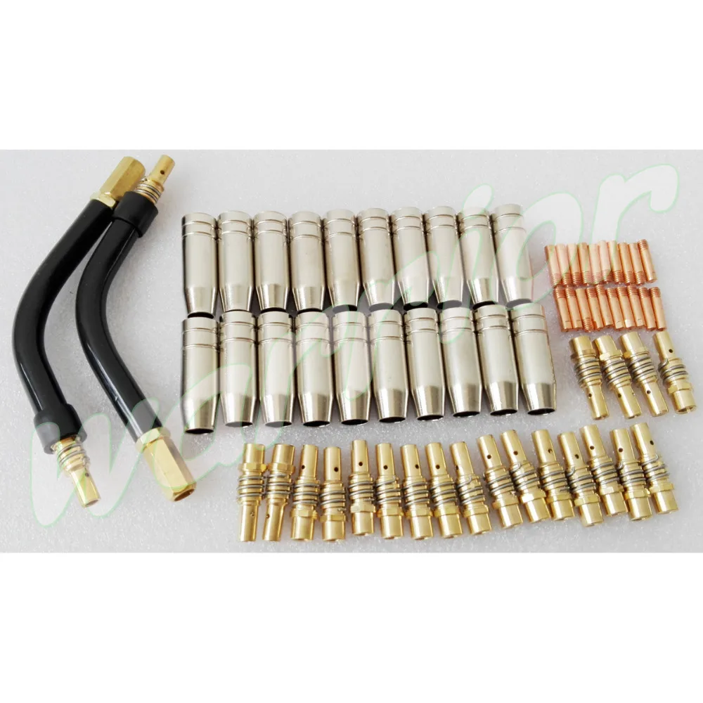 

62pcs Consumables Kit For Mig MB 15AK Welding Torch Swan Neck Nozzles Contact Tips Holder and Contact Tips m6*25*1.0