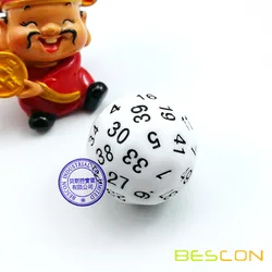 Bescon Polyhedral Dice 50-sided Dice, D50 die, D50 dice, 50 Sides Dice, 50 Sided Cube of White Color