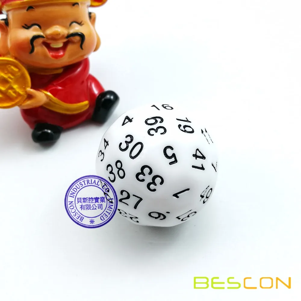 Bescon Polyhedral Dice 50-sided Dice, D50 die, D50 dice, 50 Sides Dice, 50 Sided Cube of White Color