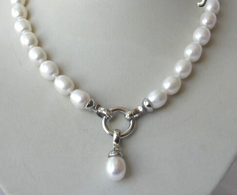 

FREE SHIPPING@@ stunning big 10x12mm baroque white freshwater cultured pearl necklace