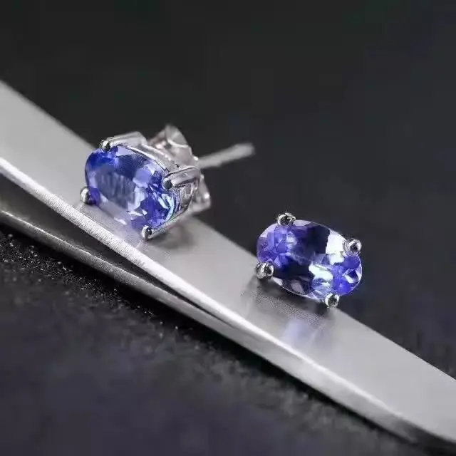 

925 Silver natuarl Tanzanite Earrings girl fashion jewelry silver 925 jewelry tanzanite earings