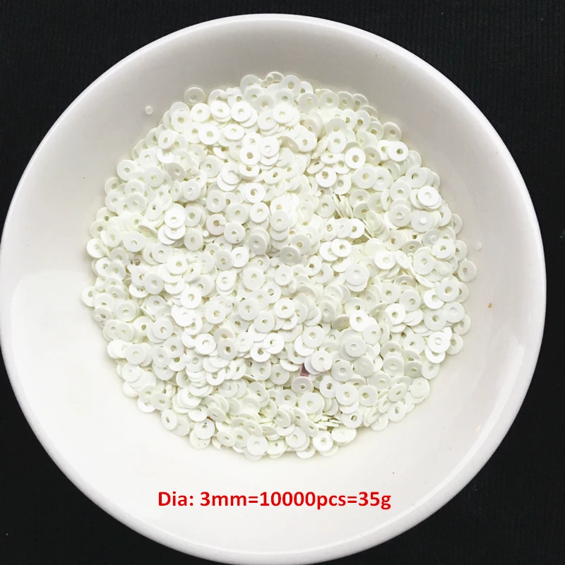 Solid Milk Color 3mm 4mm 5mm 6mm Flat round loose sequins Paillettes sewing Wedding Confett craft,Women Clothing Accessories