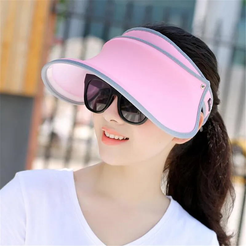 

300p Women Sun Hat Wide Brim Anti-UV Female Sunscreen Shade Hat High Elastic Girl Summer Empty Top Visor Cap Fishing Casual Cap