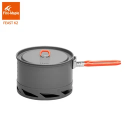 Fire Maple Feast Series K2 1.5L Outdoor Portable Foldable Handle Heat Exchanger Pot Camping Kettle Picnic Cookware 338g FMC-K2