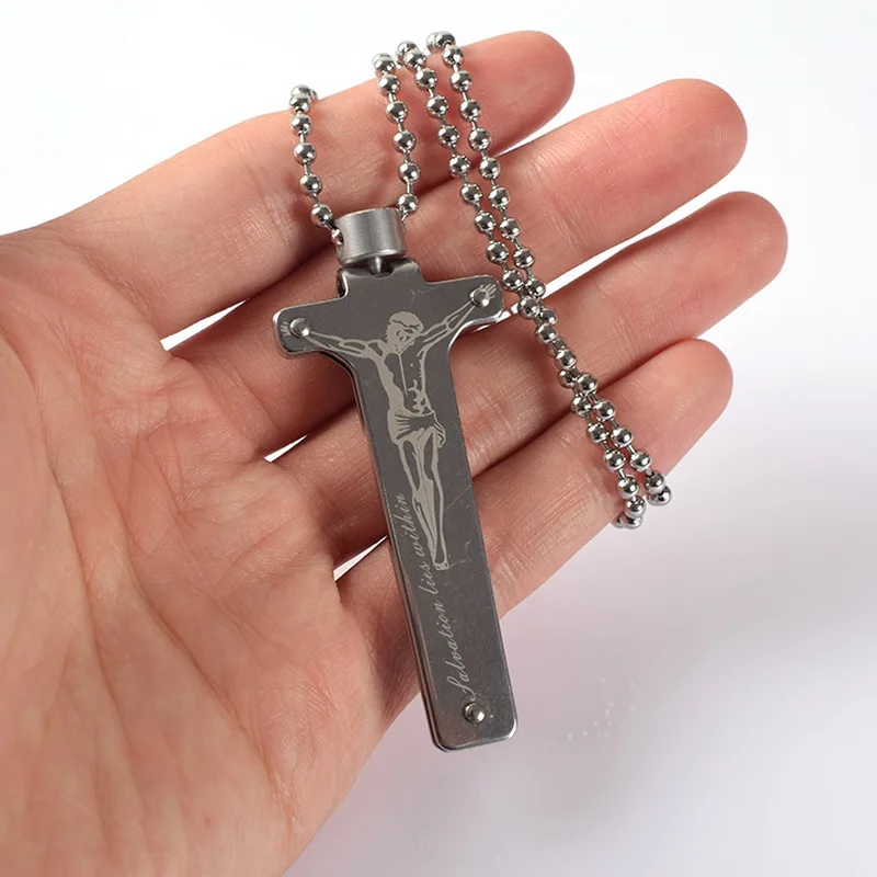 Seiko Stainless Steel Knife Pendant Mini Fruit Knife Creative Cross Pendant Necklace Pendant Knife EDC pocket knife