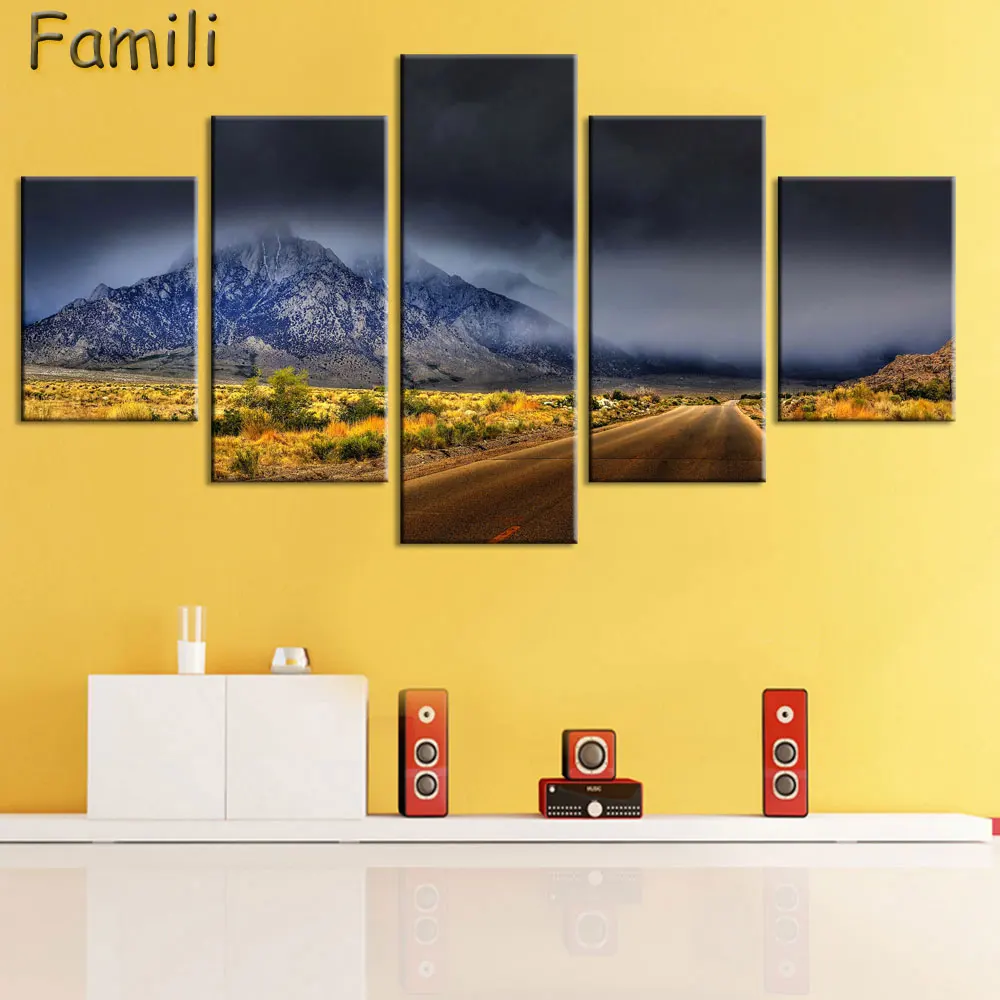 

Modular Pictures Wall Art Poster Frame Home Decor For Living Room 5 Pieces Highway Painting Canvas Print UnFramed