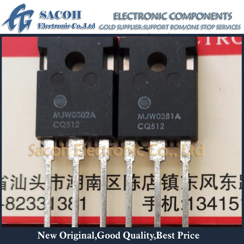 シリコンパワートランジスタnpnpnp mjw0302,mjw0281,mjw0281a,-247,15a,250v,150w,バッチあたり5ペア,バッチあたり10個