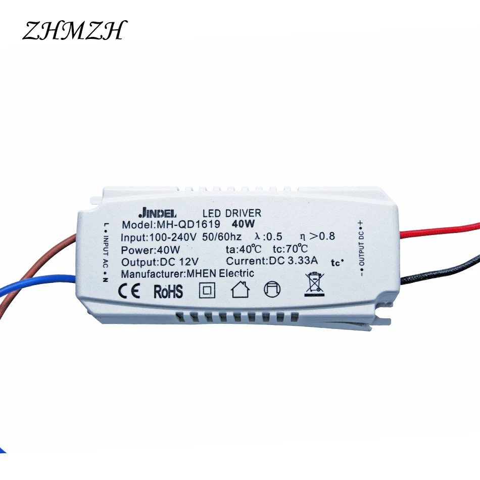 LEDドライバー AC 100-240V DC 12V PATIKIL 1-3W 240mA LED Driver, AC 85-265V Output 5-12V DC Male
