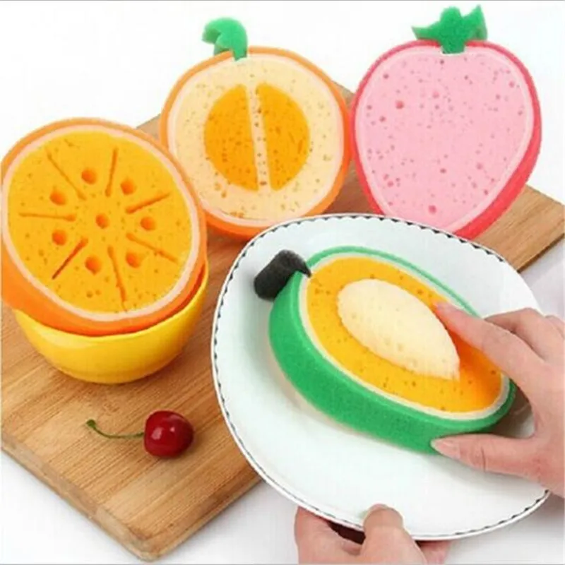 Kitchen Sponge Cleaning Durable 4 Kinds Of Fruit High-Density  Multi-Functional Cleaning Sponge Elastic Dish Washing For Kitchen