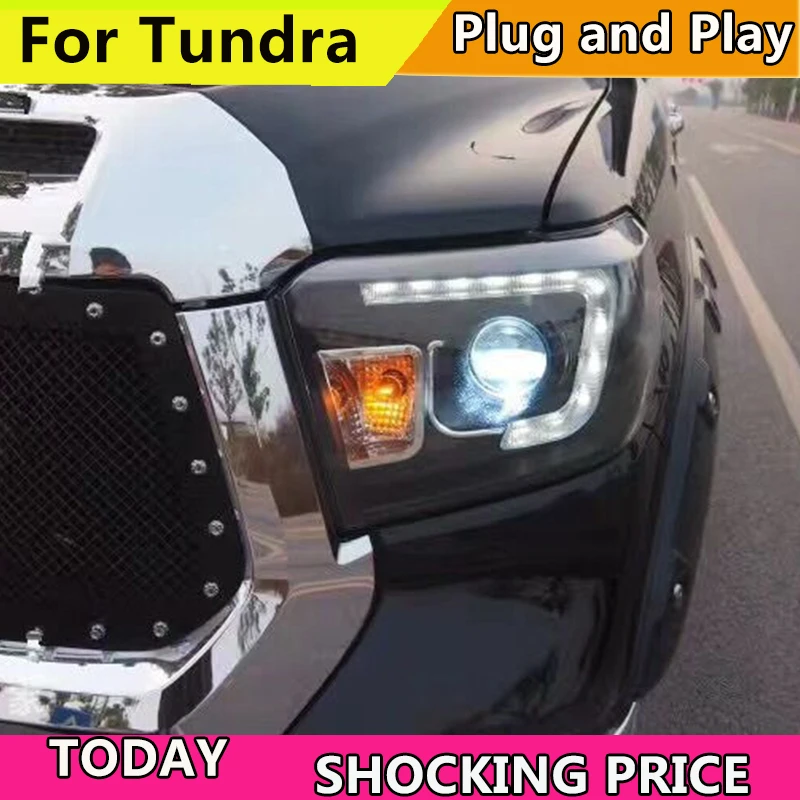 Car Styling Head Lamp for Toyota Tundra Headlights Toyota Tundra 2014-2017 Headlight H7 D2H Hid Option Angel Eye Bi Xenon Beam