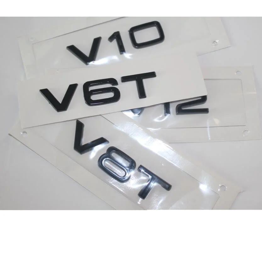 Shiny Brilliant Gloss Black Letters Fender Badges Emblems for Audi A3 A4 A5 A6 A7 A8 S3 S4 R8 RSQ5 Q5 V6T V8T V10 W12