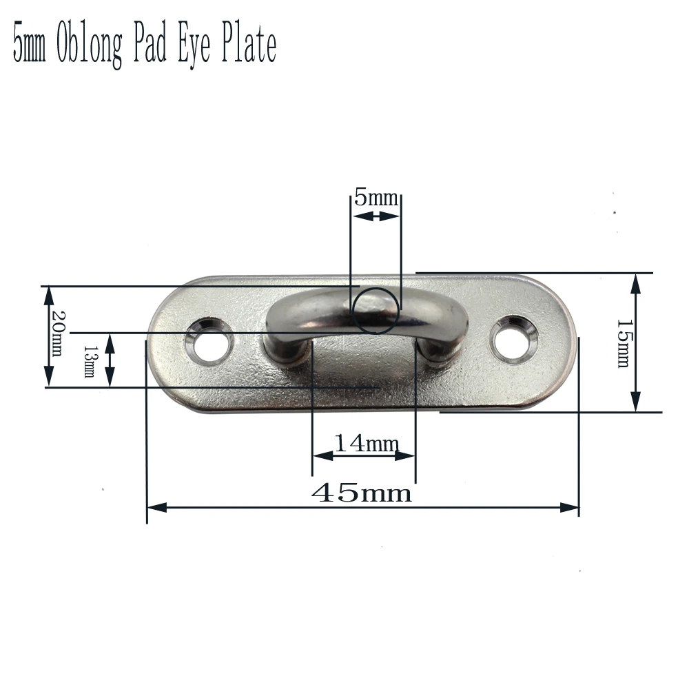 Heavy Duty Stainless Rectangle Pad Eye Plate Sail Boat Kayak Sun shades Accessory SS304/316  Marine Hardware Boat/Yacht 5/6/8mm