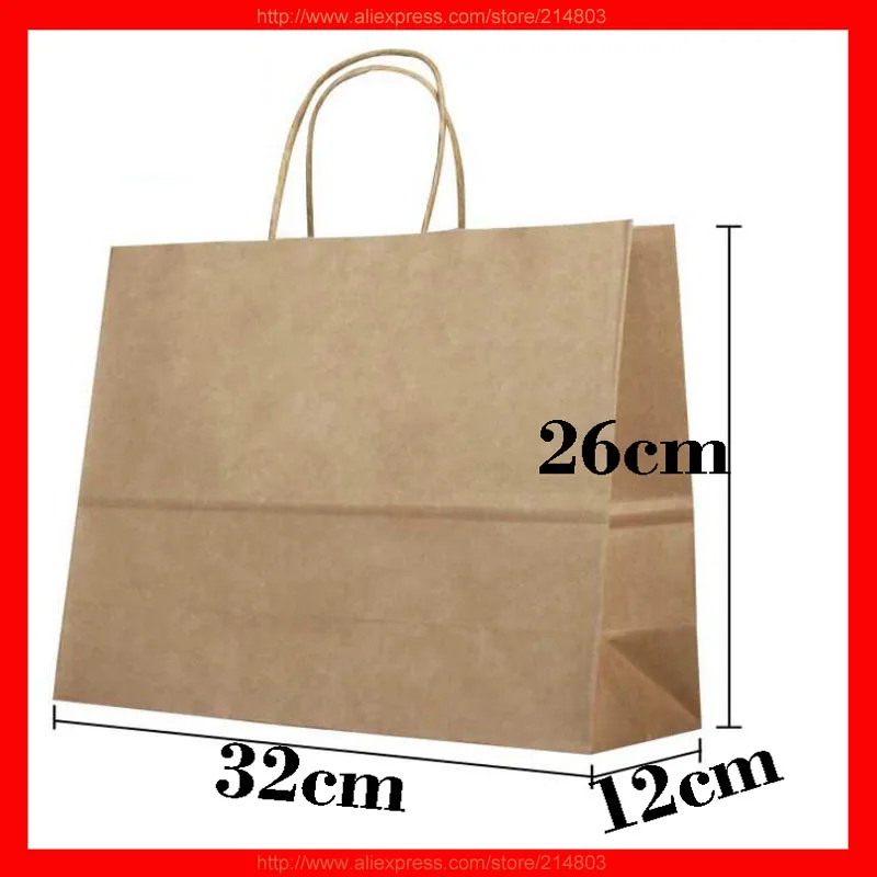 (100pcs/lot) size W32xH26xD12cm custom logo promotional gift bag paper