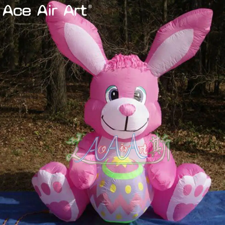 Easter Yard Decorations Model Little Pink Color Inflatable Bunny with Egg Easter Bunny/Rabbit for Easter Events