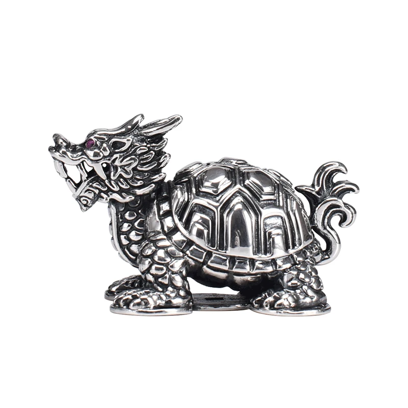 Pure silver dragon turtle tea pet ornaments creative ancient god beast lucky turtle tea pet   personality tea table ornaments