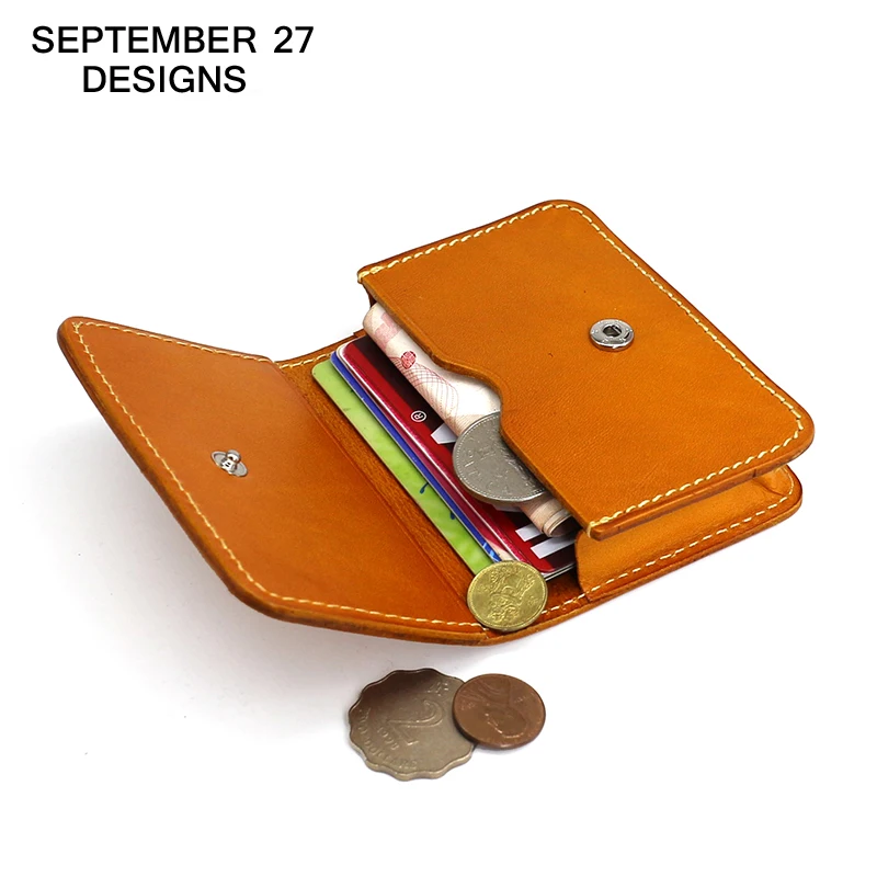 Business Card Bag Genuine Leather Luxury Vintage Credit Card Wallets Retro Mini Hasp Coin Purses Small Money Bag