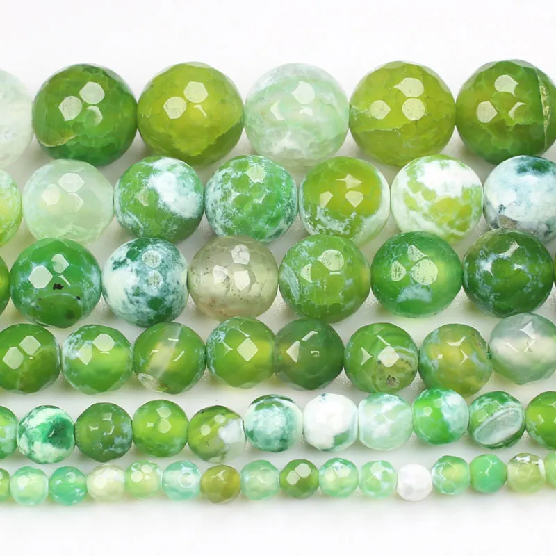 

Faceted Green Crackle Agates 6-12mm Round Beads 14inch ,Wholesale For DIY Jewellery Free Shipping !