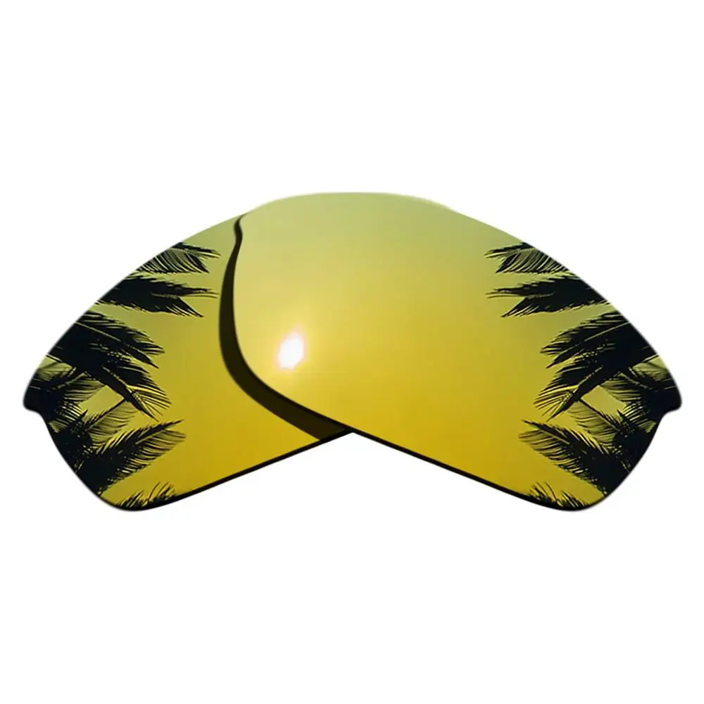 Orange Red Mirrored & 24K Gold Mirrored Polarized Replacement Lenses for Flak Jacket Frame 100% UVA & UVB