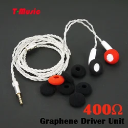 HiFi V5 High Impedance In Ear Earphones Earbuds 400ohms Flat Head Plug Graphene Dynamic Driver