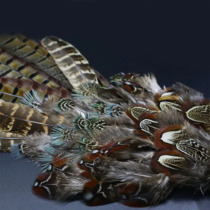 30pcs natural ringneck pheasant saddle tippets &body feathers assorted wild pheasant tippet selected feather fly tying materials