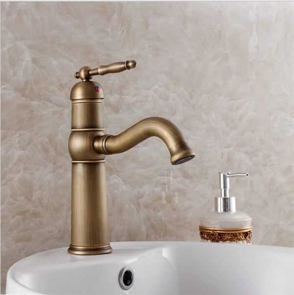 

Basin Mixer Taps Antique Brass Finished Hot&Cold Mixer Taps Deck Mounted Faucet AF1012