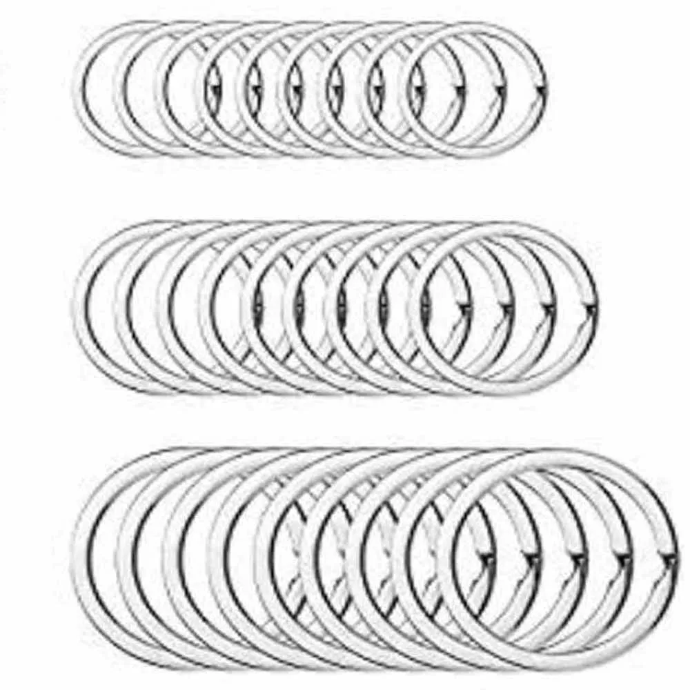30 PCS Round Flat Key Chain Rings Metal Split Ring For Office Car Keys Organization Hang Cards Making Arts & Crafts Project Ring