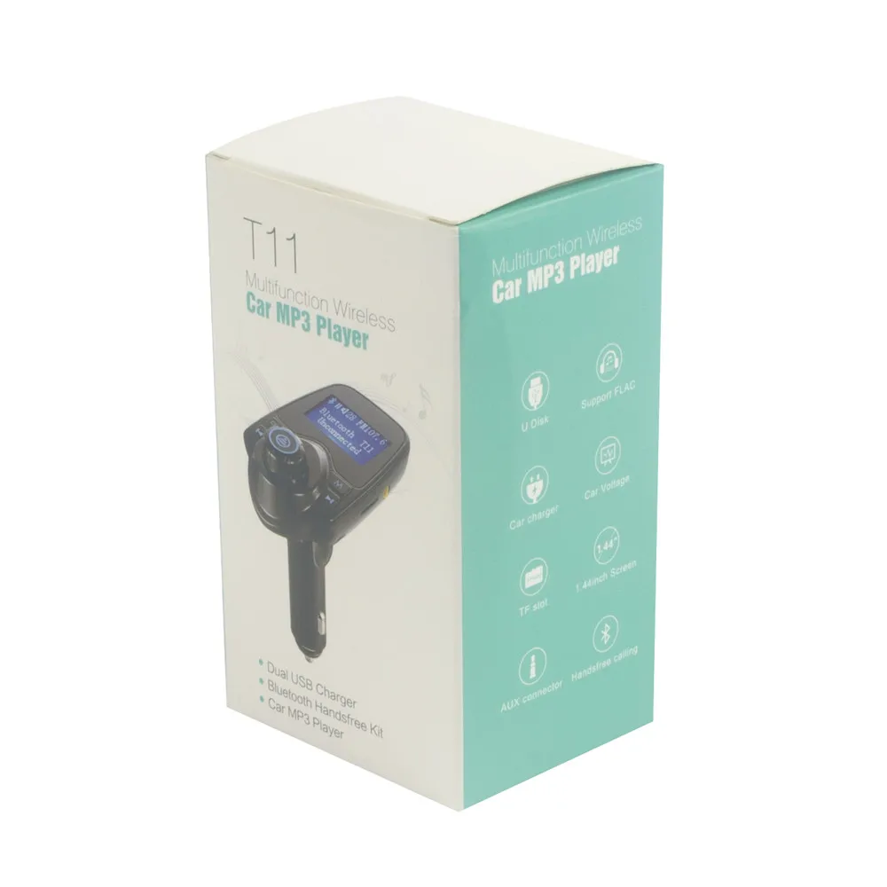 ใหม่ล่าสุดรุ่น T11ชุดแฮนด์ฟรีไร้สายบลูทูธ FM Transmitter Player/Dual USB Charger