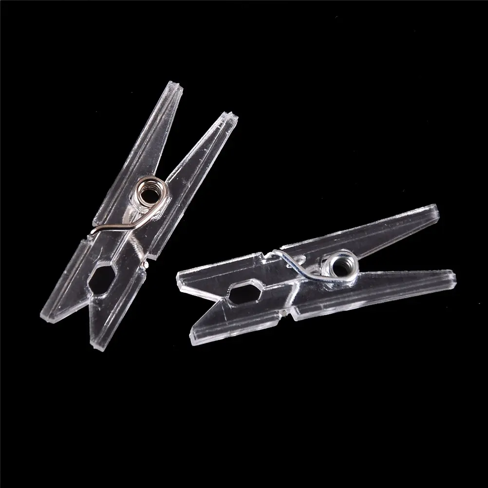 20 pz 25m Mini primavera trasparente trasparente clip vestiti foto carta Peg Pin vestiti pin clip artigianali decorazione della casa del partito