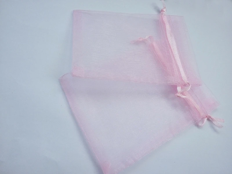 100pcs 15*20 Pink gift bags for jewelry/wedding/christmas/birthday Organza Bags with handles Packaging Yarn bag