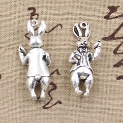 3pcs Charms 3D Stereo Rabbit 36x15mm Antique Pendant fit,Vintage Tibetan Bronze Silver color,DIY For Handmade Jewelry