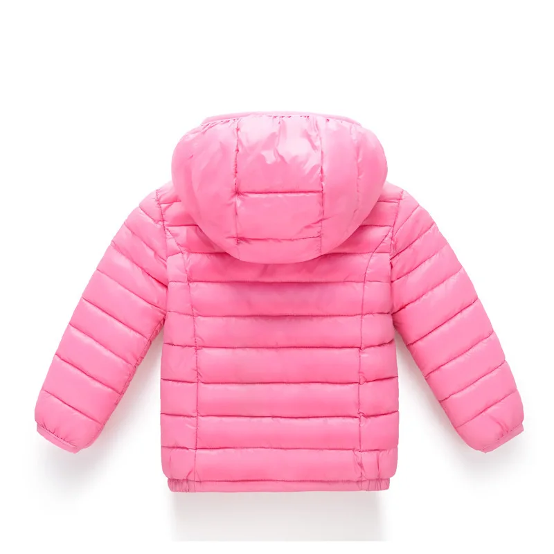 New winter Children's down cotton jacket girls boys Thin and light Hooded coat outdoor kids Solid color zipper outwear Tops