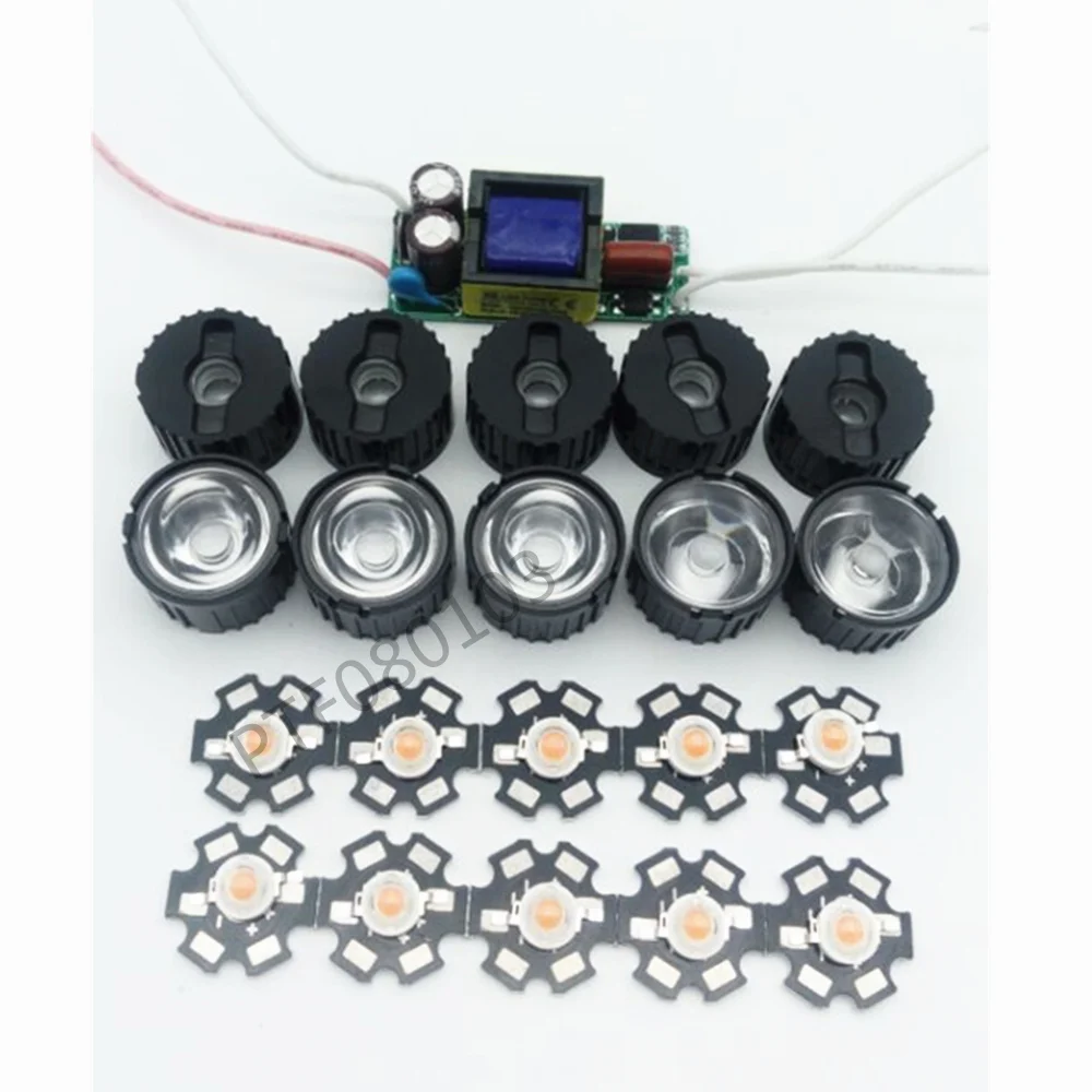 10X 3W Plant Grow Full Spectrum 380-840nm High Power LED + 10pcs lens + 1pcs 6-10x3w driver