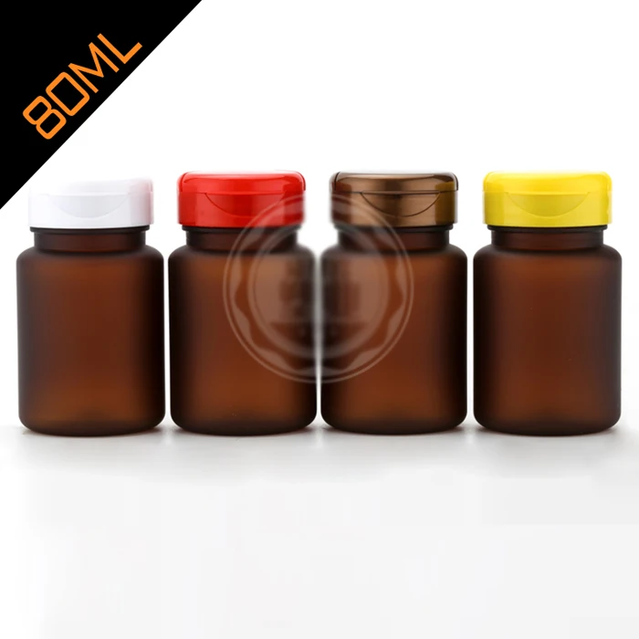 20 Stuks 80Ml Amber Kleur Pet Frosted Flessen, Capsules/Pillen/Tabletten/Poeder Plastic Flessen, geneeskunde Flessen-4 Kleuren Flip Caps