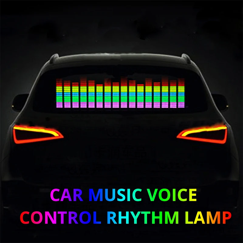 80X19CM Car Music Rhythm Light Flash Car Sticker LED EL Sheet Light Lamp Sound Music Activated Equalizer Atmosphere Light