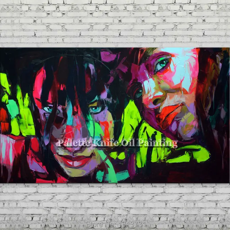 

Palette knife portrait Face Oil painting Character figure canva Hand painted Francoise Nielly wall Art picture for living room80