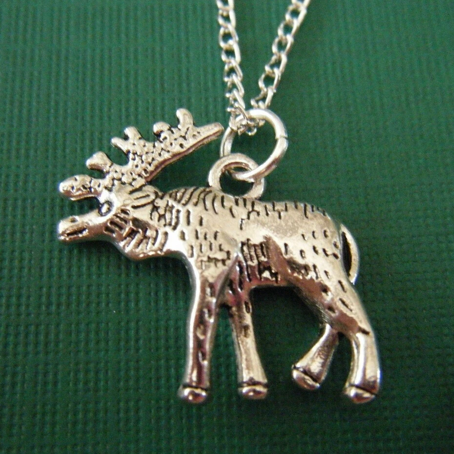 Fashion Jewelry Tibetan silver Alaskan Moose Charms Statement Choker Necklace Pendant Accessories Fast shipping B451