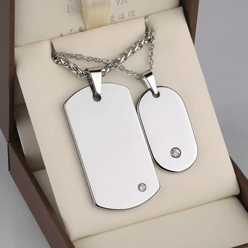 High Quality Tungsten Carbide Pendants Dog Tag Man Woman Pendants Necklace Laser Engrave Letters/ Photos Free Shipping